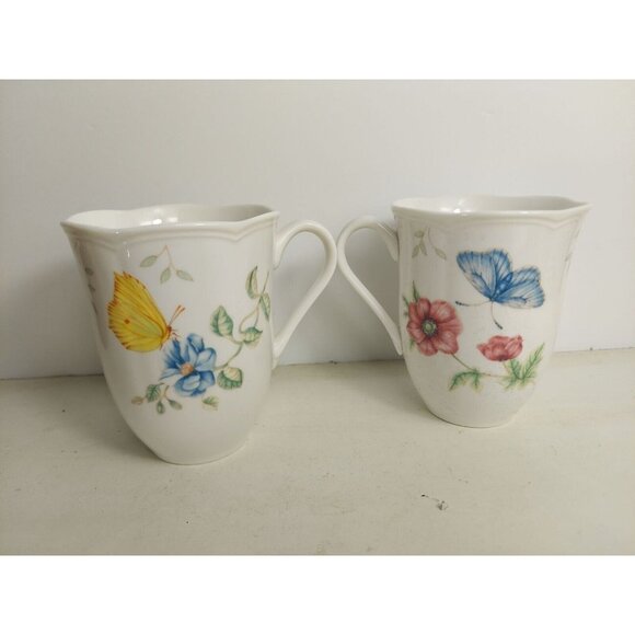 2 Lenox Butterfly Meadow Mugs Swallowtail & Dragonfly - Picture 2 of 3